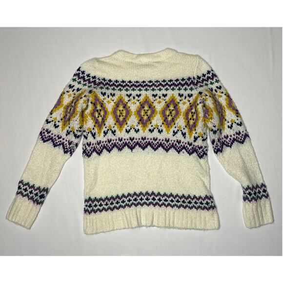 Talbots Fair Isle wool blend mockneck sweater ivory multicolor size small - Picture 10 of 14